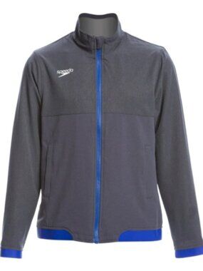 Speedo Youth Tech Warm Up Jacket Lightweight Size M Gray/Blue & Speedo Blue NWT